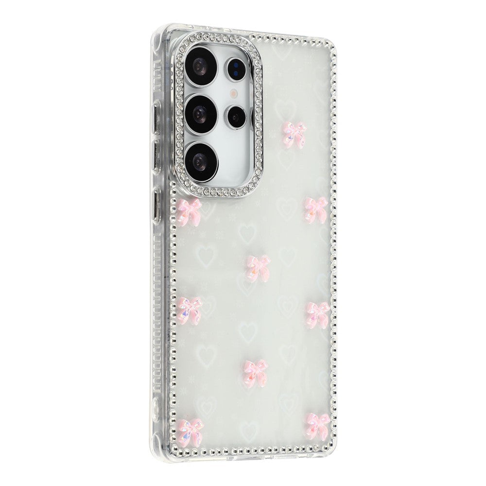 For Samsung Galaxy S25 Ultra Case Rhinestone Aurora Butterfly Bow Glitter TPU + PC IMD Phone Cover