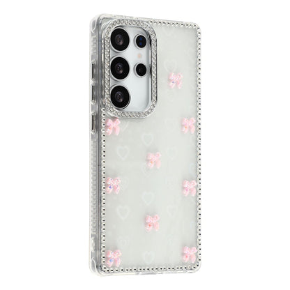 For Samsung Galaxy S25 Ultra Case Rhinestone Aurora Butterfly Bow Glitter TPU + PC IMD Phone Cover