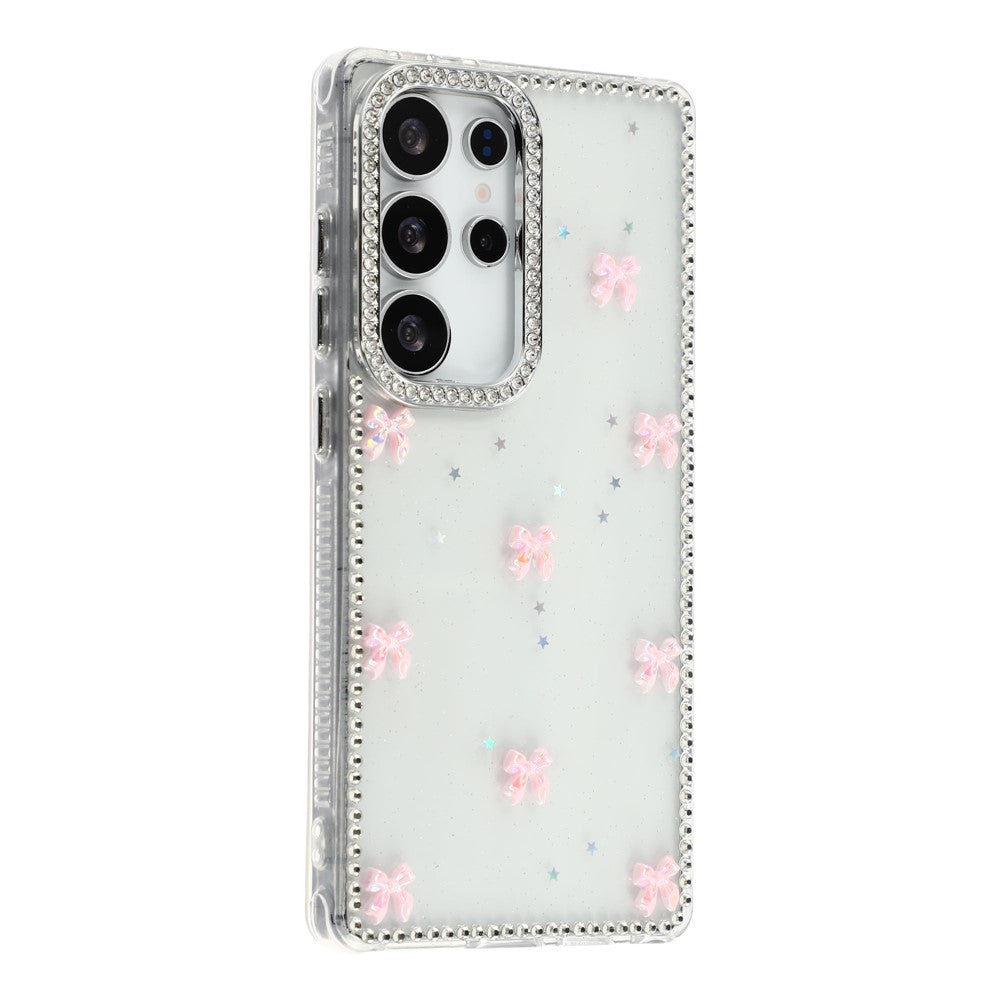 For Samsung Galaxy S25 Ultra Case Rhinestone Aurora Butterfly Bow Glitter TPU + PC IMD Phone Cover