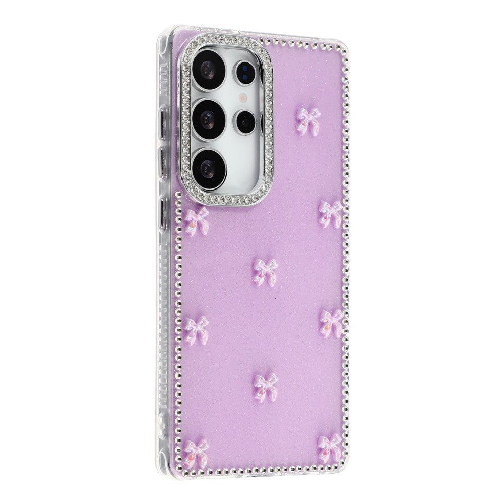 For Samsung Galaxy S25 Ultra Case Rhinestone Aurora Butterfly Bow Glitter TPU + PC IMD Phone Cover