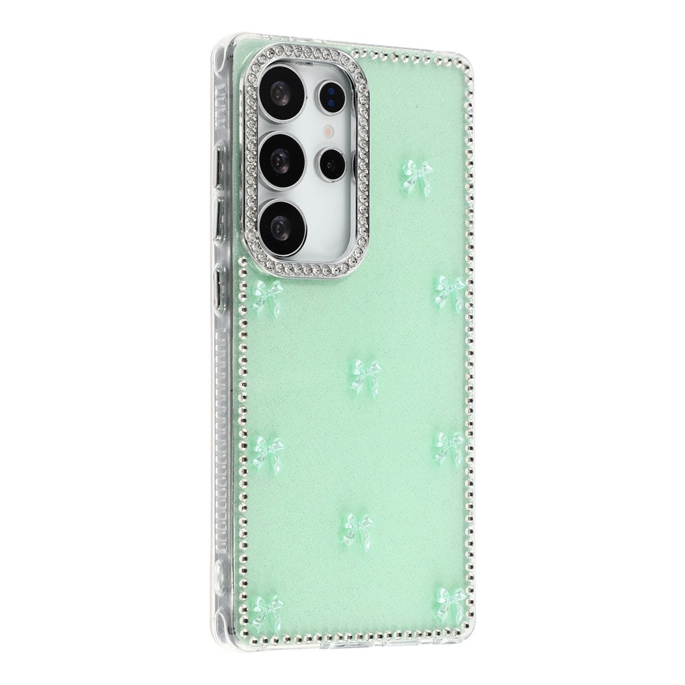 For Samsung Galaxy S25 Ultra Case Rhinestone Aurora Butterfly Bow Glitter TPU + PC IMD Phone Cover