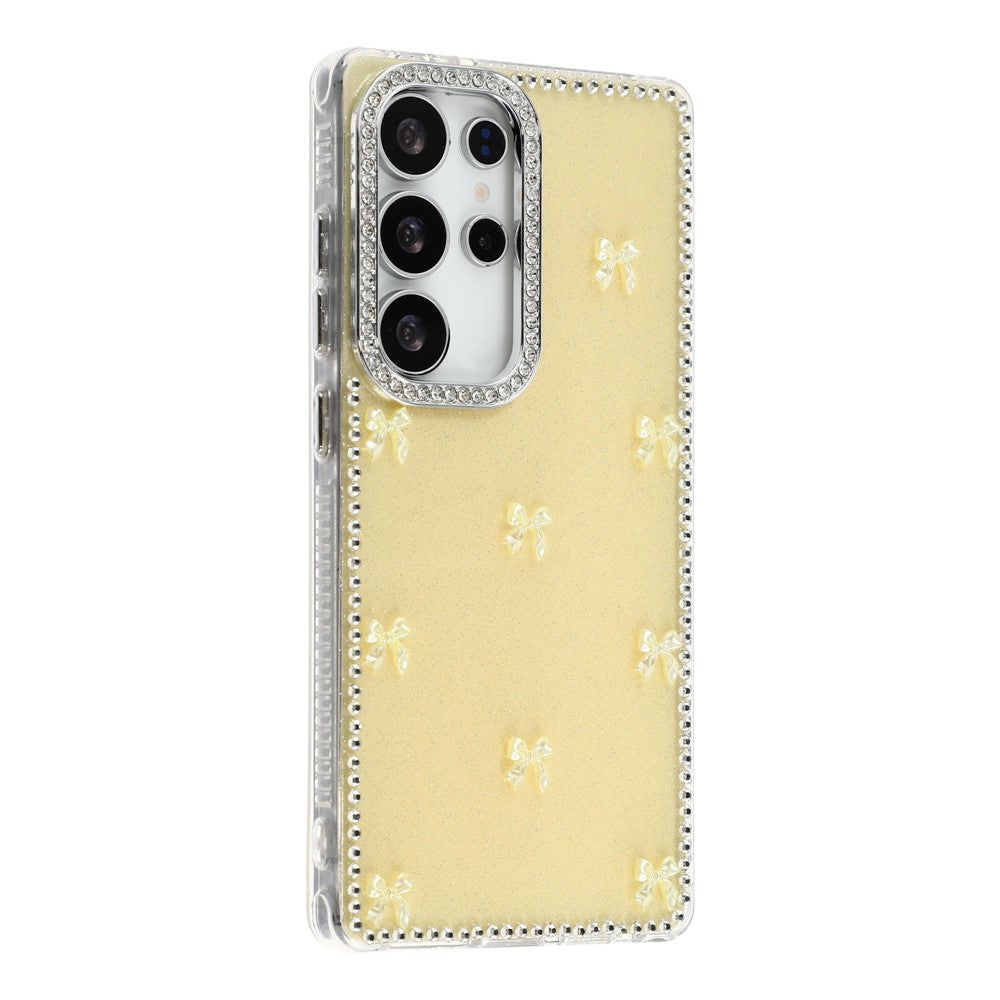 For Samsung Galaxy S25 Ultra Case Rhinestone Aurora Butterfly Bow Glitter TPU + PC IMD Phone Cover