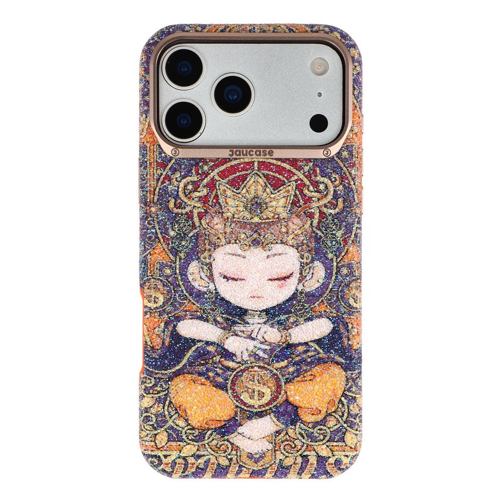 JAUCASE for iPhone 17 Pro Max Magnetic Case Glitter Buddha Pattern Shockproof TPU PC Cover