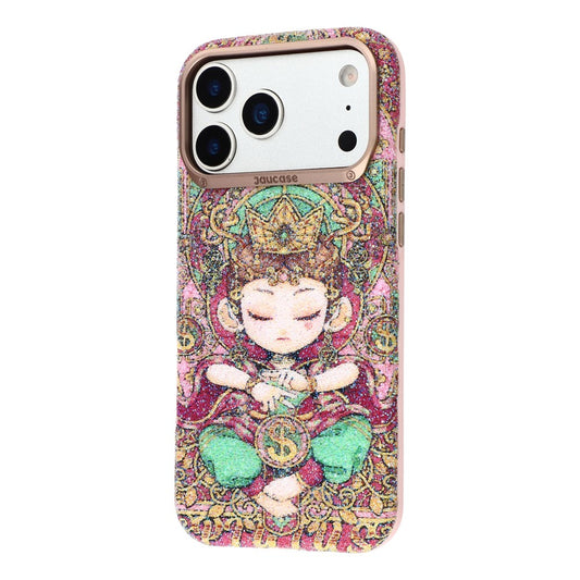 JAUCASE for iPhone 17 Pro Max Magnetic Case Glitter Buddha Pattern Shockproof TPU PC Cover
