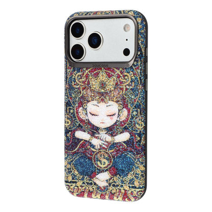 JAUCASE for iPhone 17 Pro Max Magnetic Case Glitter Buddha Pattern Shockproof TPU PC Cover
