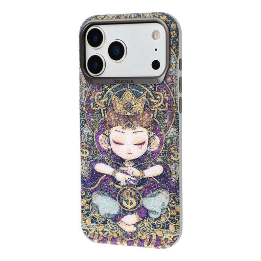 JAUCASE for iPhone 17 Pro Magnetic Case Glitter Buddha Pattern Shockproof TPU PC Cover