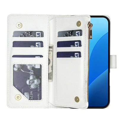 For Samsung Galaxy S26+ Leather Case with Wrist Strap  /  Shoulder Strap Rhombic Floral Pattern Zipper Wallet Phone Cover