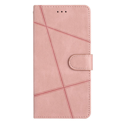 For iPhone 14 Pro Max Crazy Horse Texture PU Leather Flip Case Imprinted Lines Stand Wallet Folio Cover with Strap
