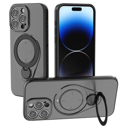 For iPhone 15 Pro Max Magnetic Case Rotating Kickstand TPU PC Phone Cover