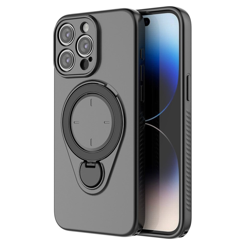 For iPhone 15 Pro Max Magnetic Case Rotating Kickstand TPU PC Phone Cover