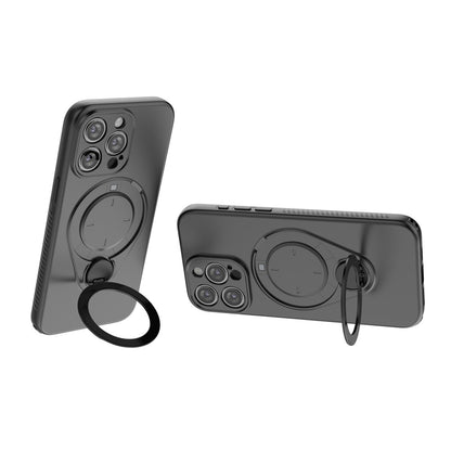 For iPhone 15 Pro Max Magnetic Case Rotating Kickstand TPU PC Phone Cover