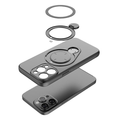 For iPhone 15 Pro Max Magnetic Case Rotating Kickstand TPU PC Phone Cover