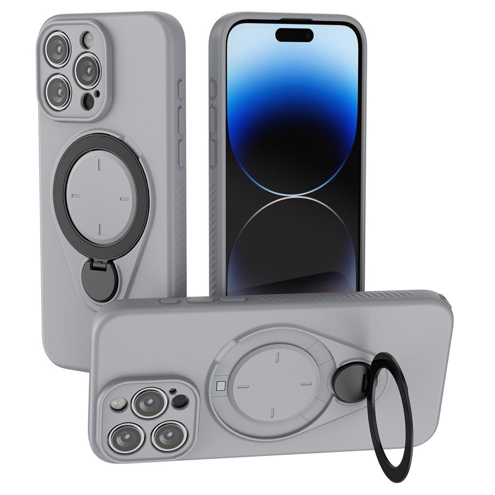 For iPhone 15 Pro Max Magnetic Case Rotating Kickstand TPU PC Phone Cover