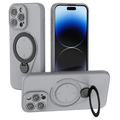 For iPhone 15 Pro Max Magnetic Case Rotating Kickstand TPU PC Phone Cover