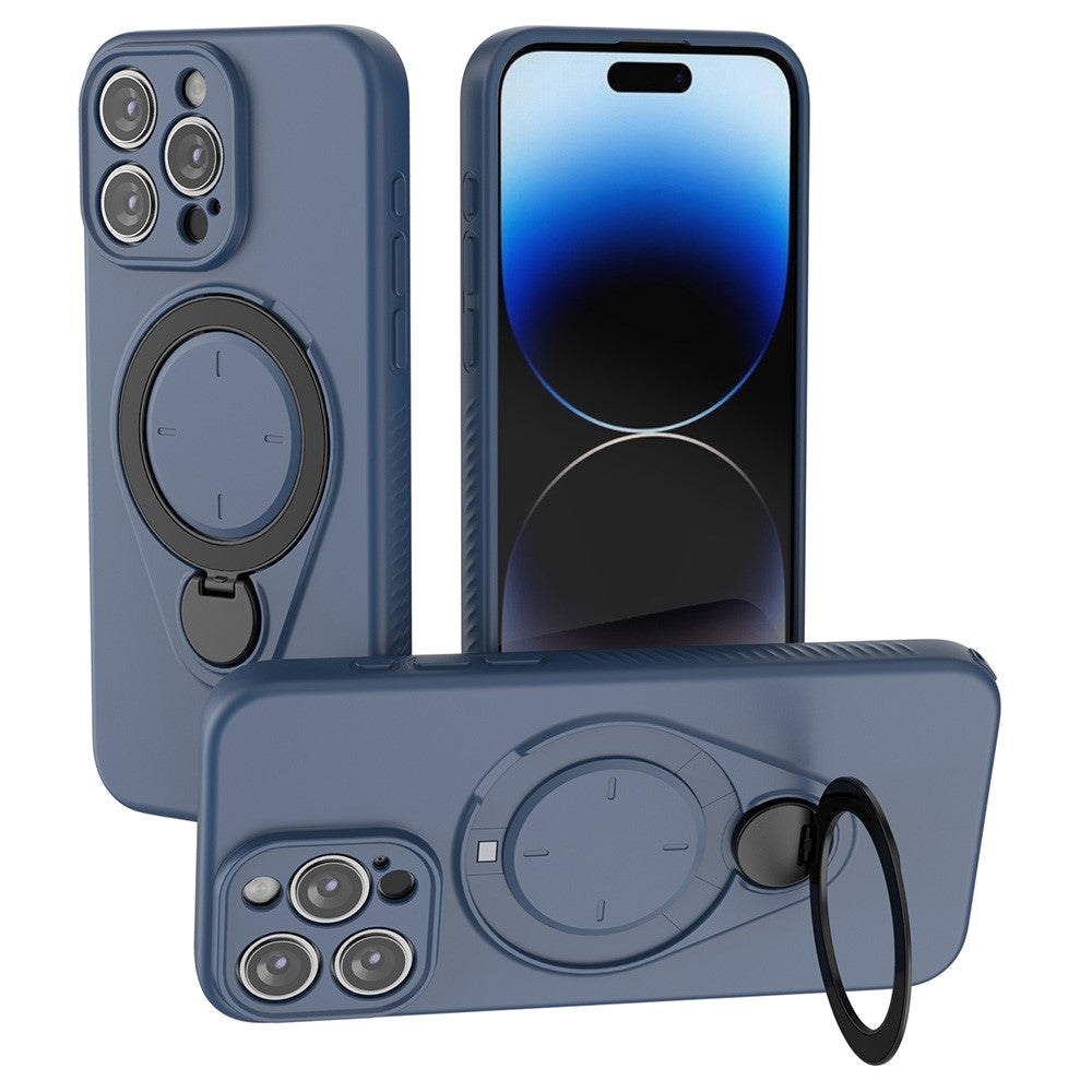 For iPhone 15 Pro Max Magnetic Case Rotating Kickstand TPU PC Phone Cover