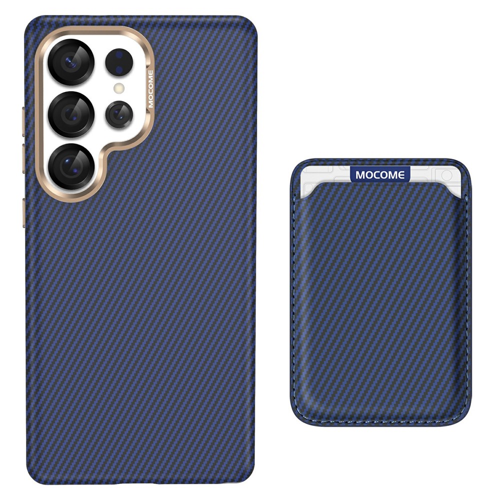 For Samsung Galaxy S25 Ultra Magnetic Case Carbon Fiber Texture Leather Back Phone Cover with Detachable Card Holder