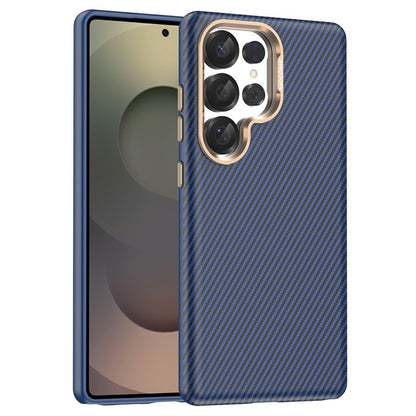 For Samsung Galaxy S25 Ultra Magnetic Case Carbon Fiber Texture Shockproof Leather TPU PC Protective Cover