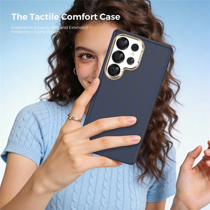 For Samsung Galaxy S25 Ultra Magnetic Case Carbon Fiber Texture Shockproof Leather TPU PC Protective Cover