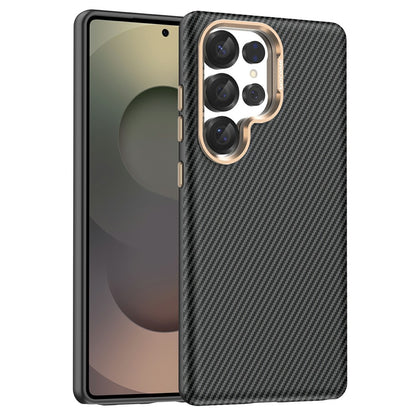 For Samsung Galaxy S25 Ultra Magnetic Case Carbon Fiber Texture Shockproof Leather TPU PC Protective Cover