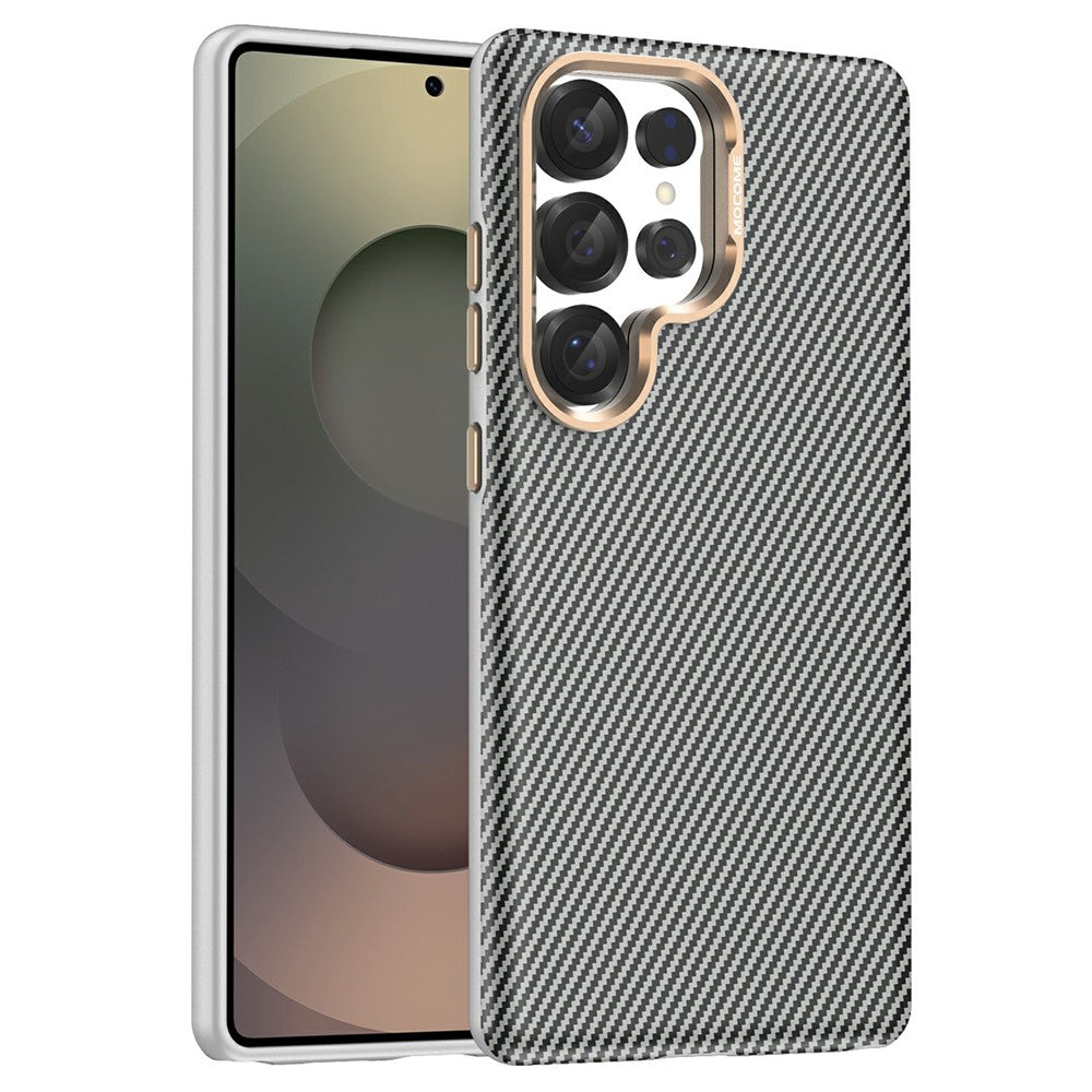 For Samsung Galaxy S25 Ultra Magnetic Case Carbon Fiber Texture Shockproof Leather TPU PC Protective Cover