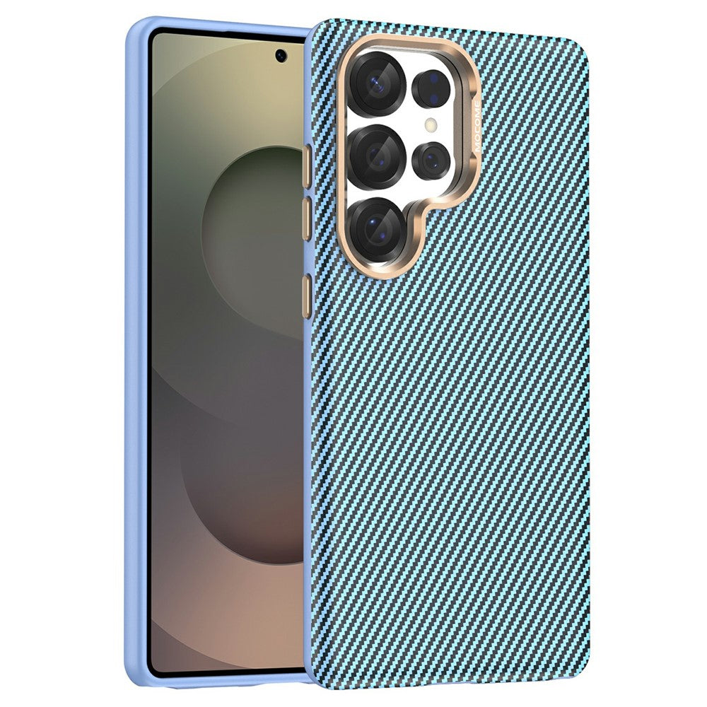 For Samsung Galaxy S25 Ultra Magnetic Case Carbon Fiber Texture Shockproof Leather TPU PC Protective Cover