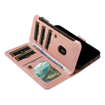 For iPhone 17 Pro Max 9 Card Slots RFID Blocking Wallet Case Mandala Embossed Leather Flip Cover with Wrist Strap