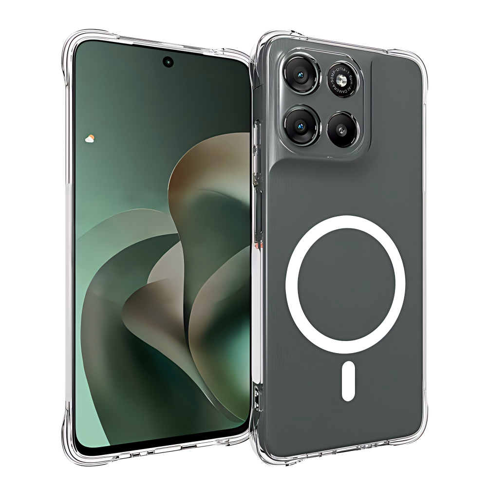 WANLONFENG for Motorola Moto G67 Power 5G  WL1 Series 2.0mm Magnetic Case Clear TPU Phone Back Cover with 2Pcs Screen Films