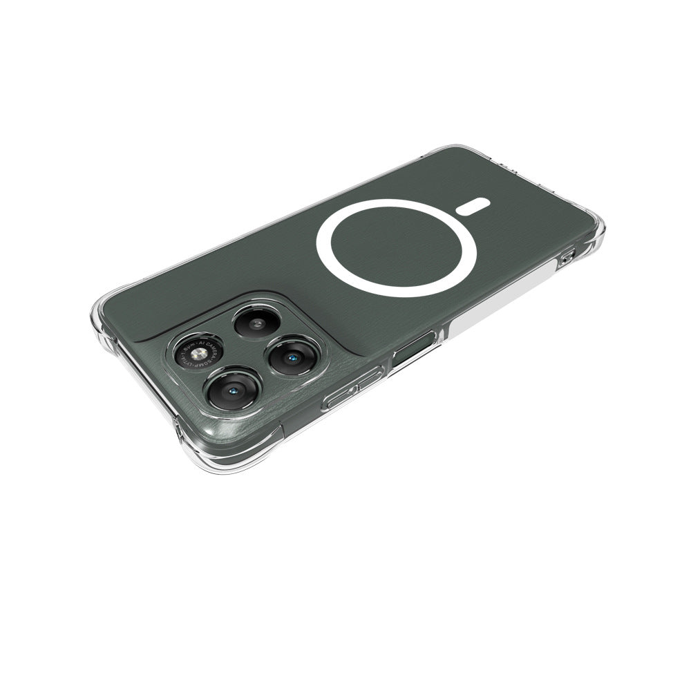 WANLONFENG for Motorola Moto G67 Power 5G  WL1 Series 2.0mm Magnetic Case Clear TPU Phone Back Cover with 2Pcs Screen Films