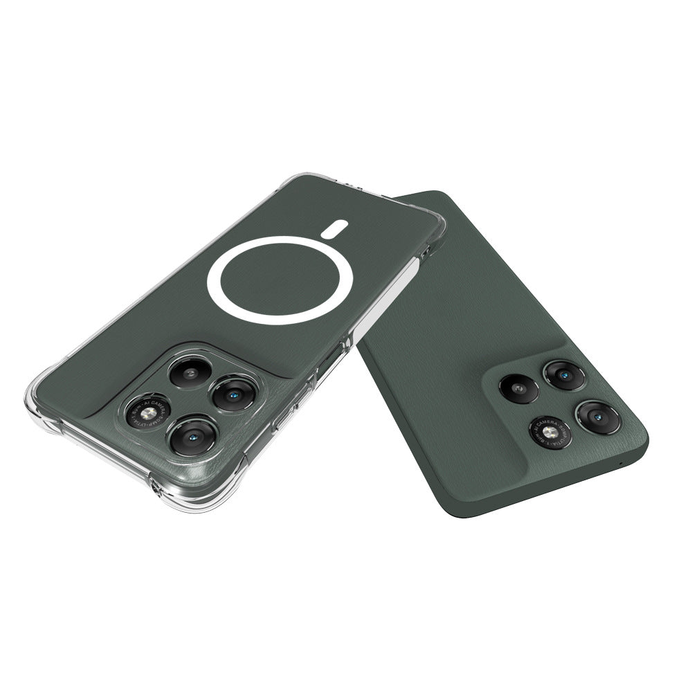 WANLONFENG for Motorola Moto G67 Power 5G  WL1 Series 2.0mm Magnetic Case Clear TPU Phone Back Cover with 2Pcs Screen Films