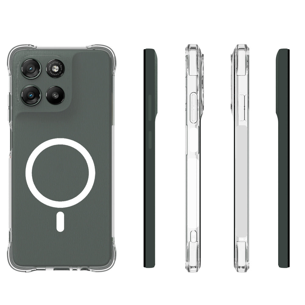 WANLONFENG for Motorola Moto G67 Power 5G  WL1 Series 2.0mm Magnetic Case Clear TPU Phone Back Cover with 2Pcs Screen Films