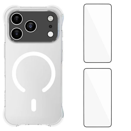 WANLONFENG for iPhone 17 Pro  WL1 Series 2.0mm Magnetic Case Clear TPU Phone Back Cover with 2Pcs Screen Films