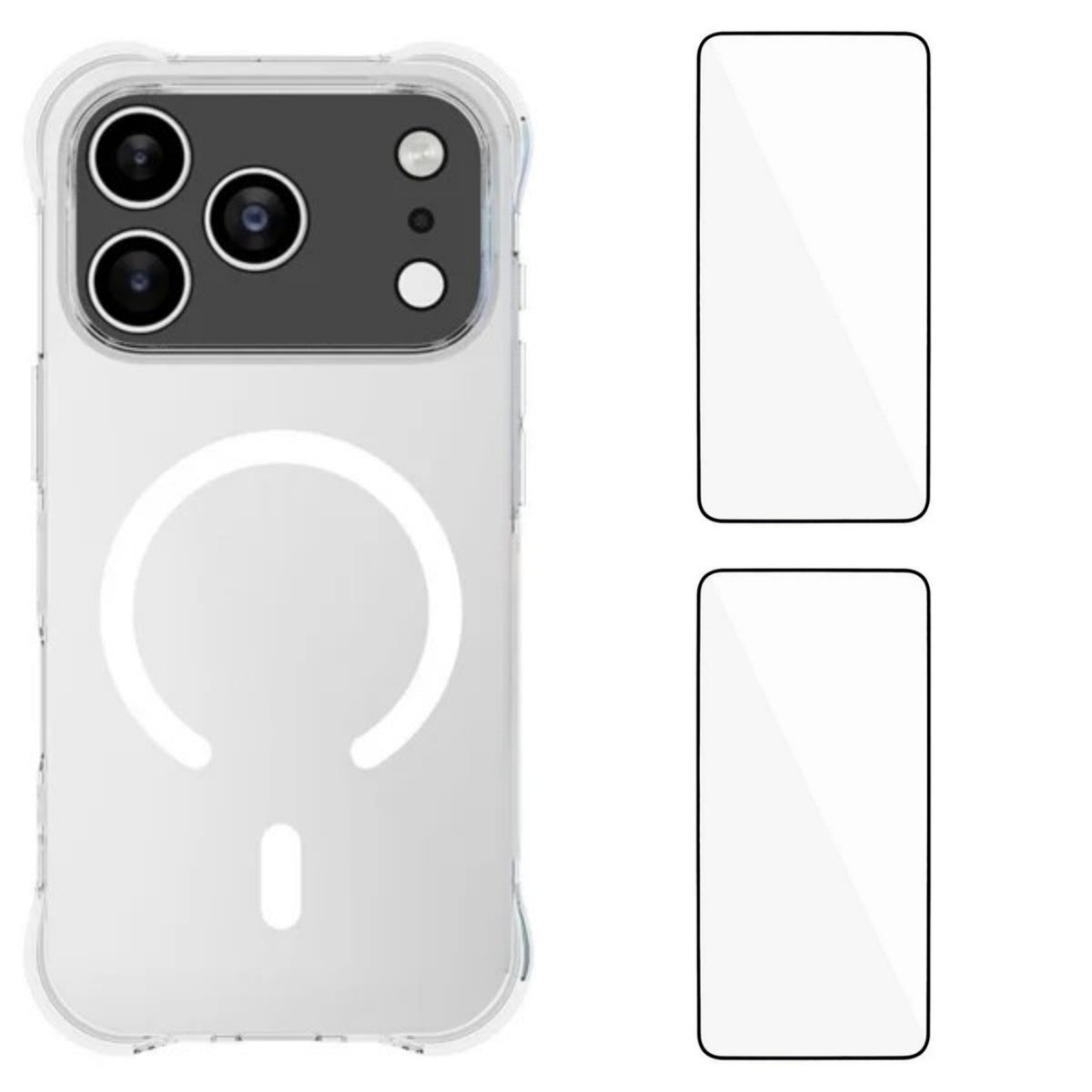 WANLONFENG for iPhone 17 Pro Max  WL1 Series 2.0mm Magnetic Case Clear TPU Phone Back Cover with 2Pcs Screen Films