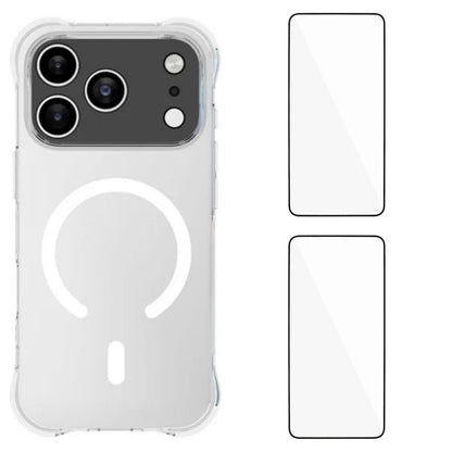 WANLONFENG for iPhone 17 Pro Max  WL1 Series 2.0mm Magnetic Case Clear TPU Phone Back Cover with 2Pcs Screen Films