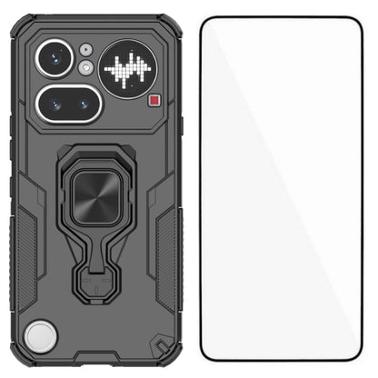 WANLONFENG for Nothing Phone (4a) Pro Phone Case  PC TPU Back Cover Kickstand with Tempered Glass