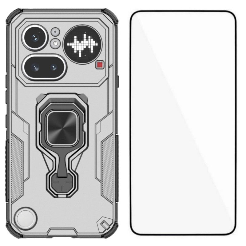 WANLONFENG for Nothing Phone (4a) Pro Phone Case  PC TPU Back Cover Kickstand with Tempered Glass