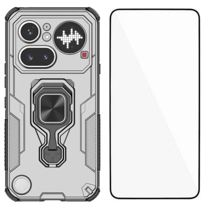 WANLONFENG for Nothing Phone (4a) Pro Phone Case  PC TPU Back Cover Kickstand with Tempered Glass