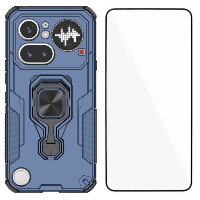 WANLONFENG for Nothing Phone (4a) Pro Phone Case  PC TPU Back Cover Kickstand with Tempered Glass