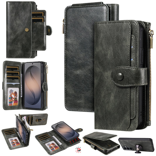 For Samsung Galaxy S26+ Phone Case PU Leather Zipper Wallet Detachable Cover