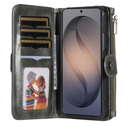 For Samsung Galaxy S26+ Phone Case PU Leather Zipper Wallet Detachable Cover