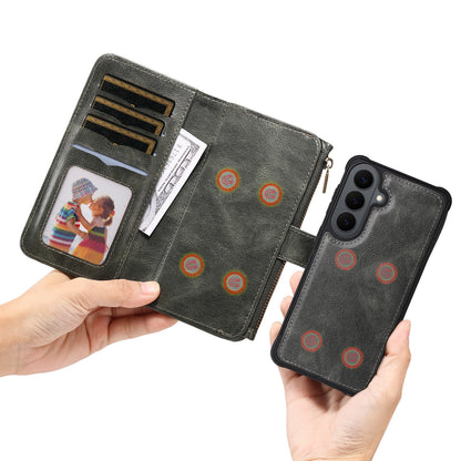 For Samsung Galaxy S26+ Phone Case PU Leather Zipper Wallet Detachable Cover