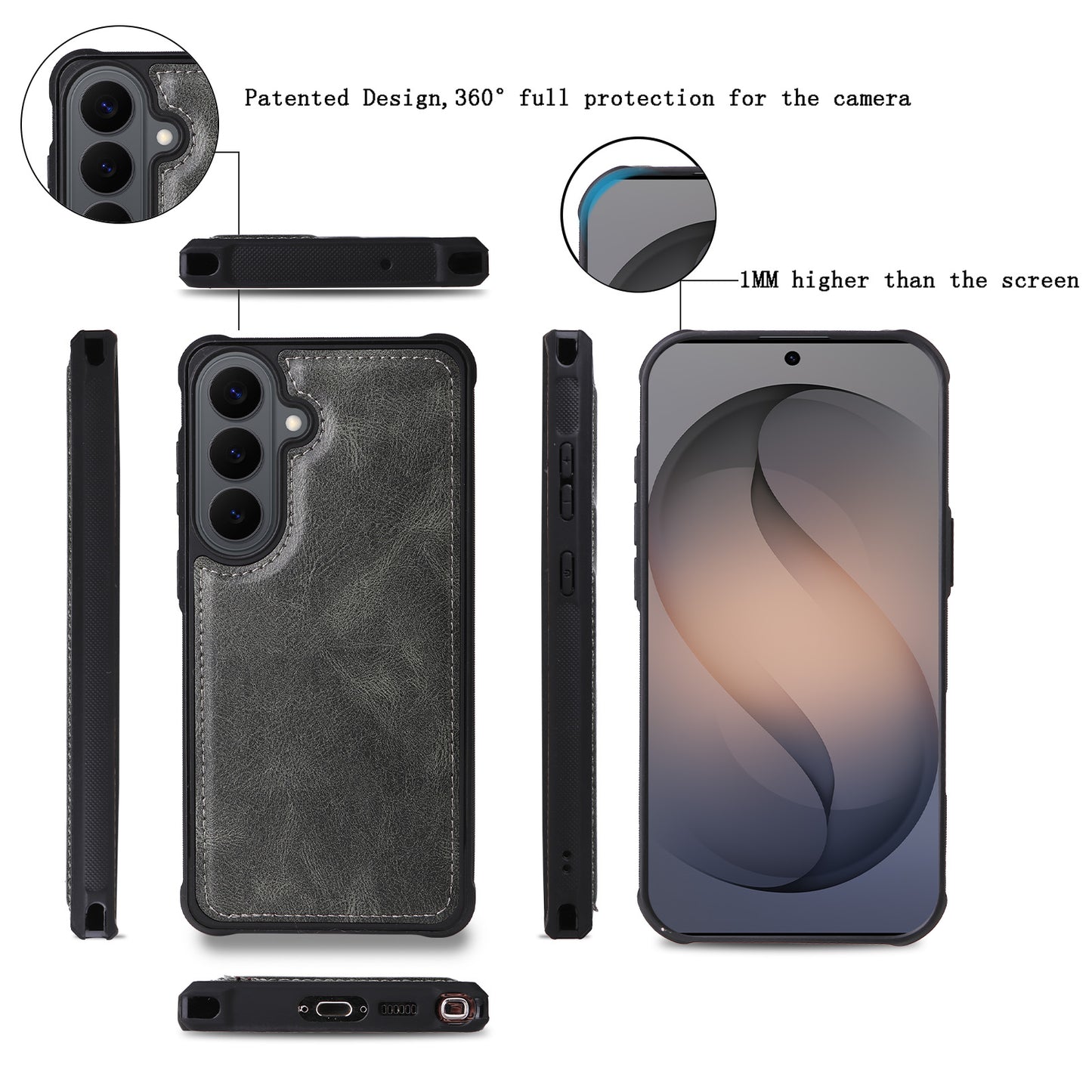 For Samsung Galaxy S26+ Phone Case PU Leather Zipper Wallet Detachable Cover