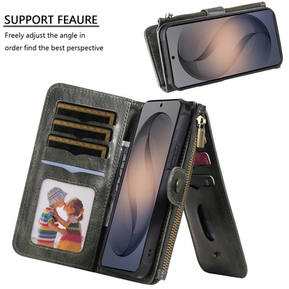 For Samsung Galaxy S26+ Phone Case PU Leather Zipper Wallet Detachable Cover