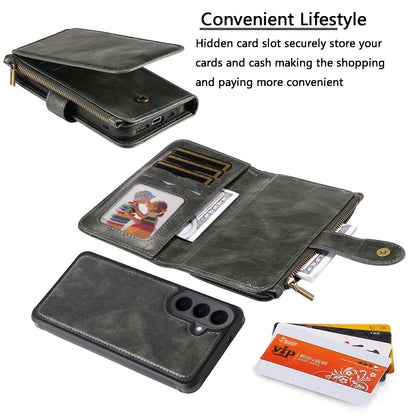 For Samsung Galaxy S26+ Phone Case PU Leather Zipper Wallet Detachable Cover