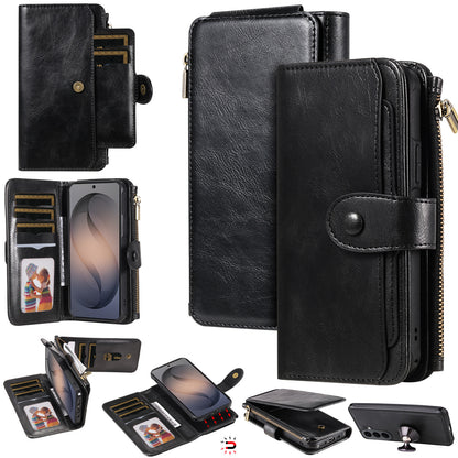 For Samsung Galaxy S26+ Phone Case PU Leather Zipper Wallet Detachable Cover