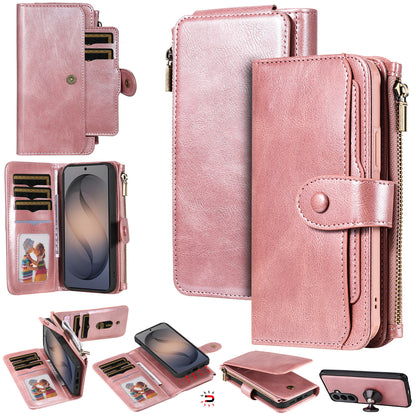 For Samsung Galaxy S26+ Phone Case PU Leather Zipper Wallet Detachable Cover