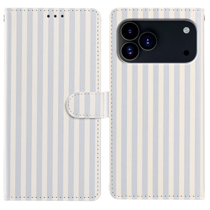 For iPhone 17 Pro Max Wallet Case Vintage Stripes Leather Stand Flip Phone Cover with Wrist Strap
