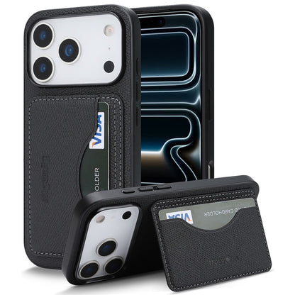HGUANCASE For iPhone 17 Pro Max Case Vintage Leather TPU Phone Cover with Magnetic Card Holder Kickstand