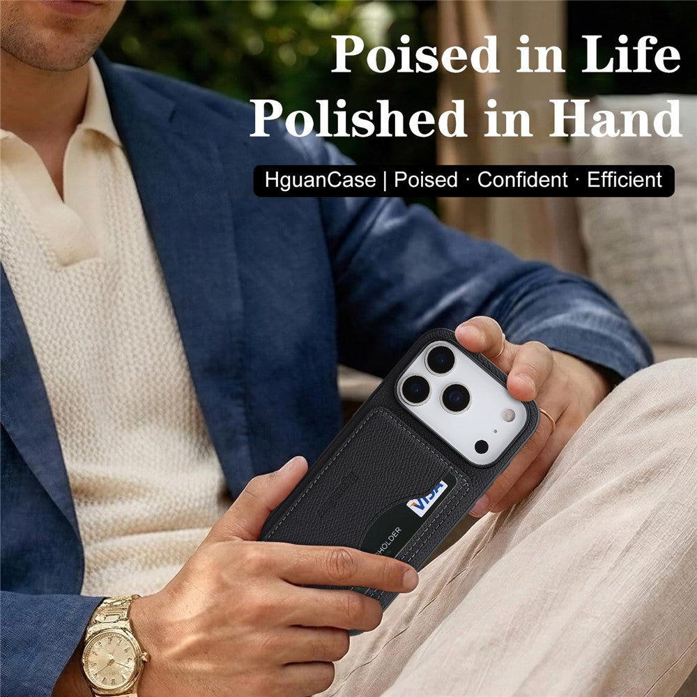 HGUANCASE For iPhone 17 Pro Max Case Vintage Leather TPU Phone Cover with Magnetic Card Holder Kickstand
