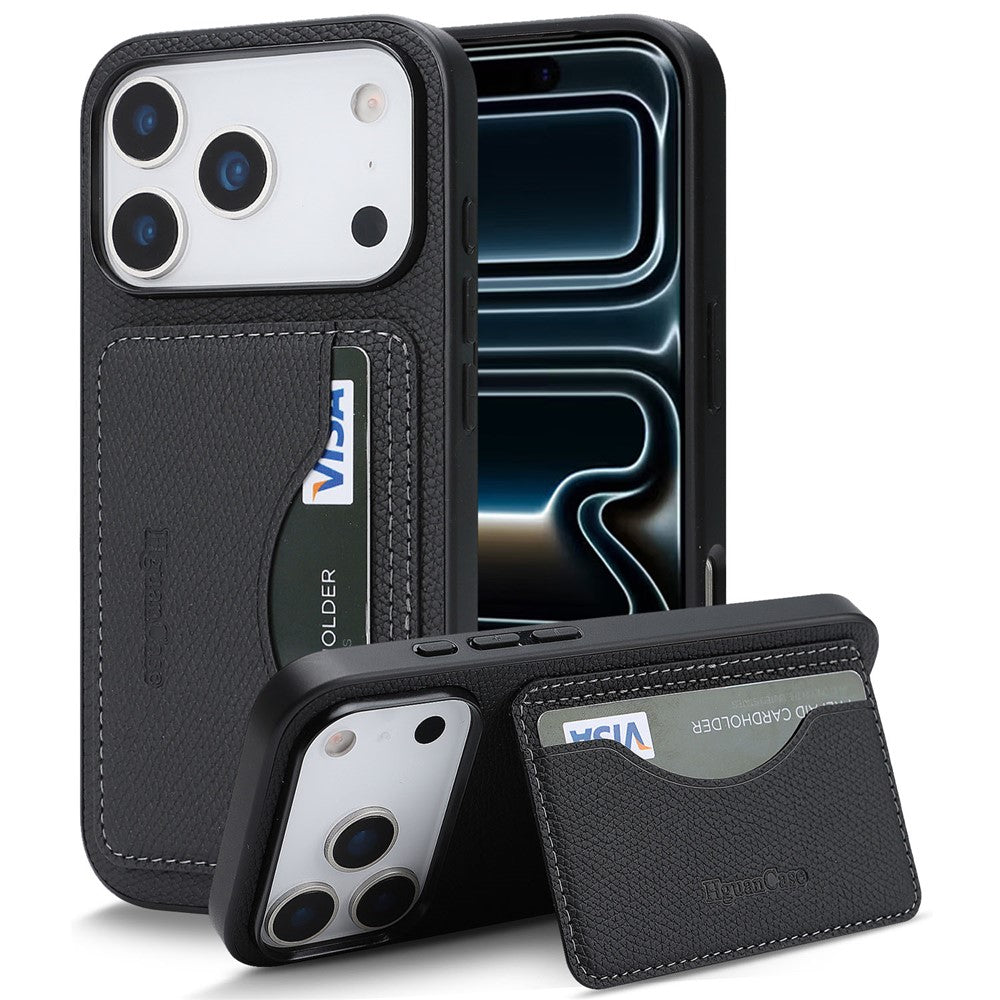HGUANCASE For iPhone 17 Pro Max Case Vintage Leather TPU Phone Cover with Magnetic Card Holder Kickstand