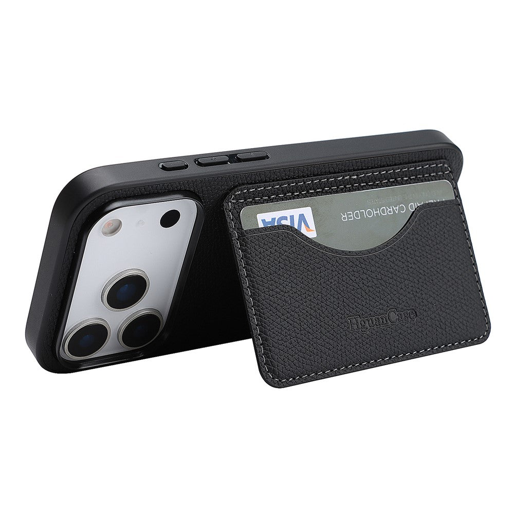 HGUANCASE For iPhone 17 Pro Max Case Vintage Leather TPU Phone Cover with Magnetic Card Holder Kickstand